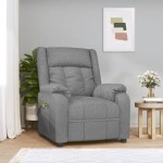 vidaXL Fotoliu de masaj electric rabatabil, gri deschis, textil vidaXL Fotoliu de masaj electric rabatabil, gri deschis, textil