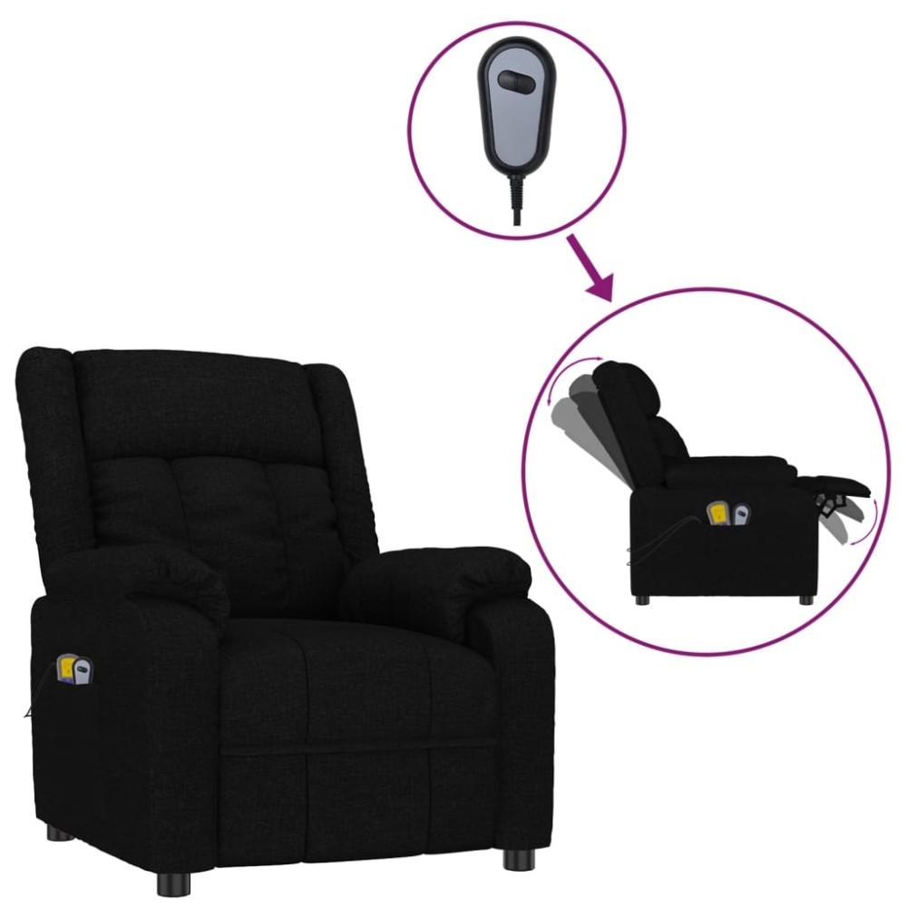 vidaXL Fotoliu de masaj electric rabatabil, negru, textil