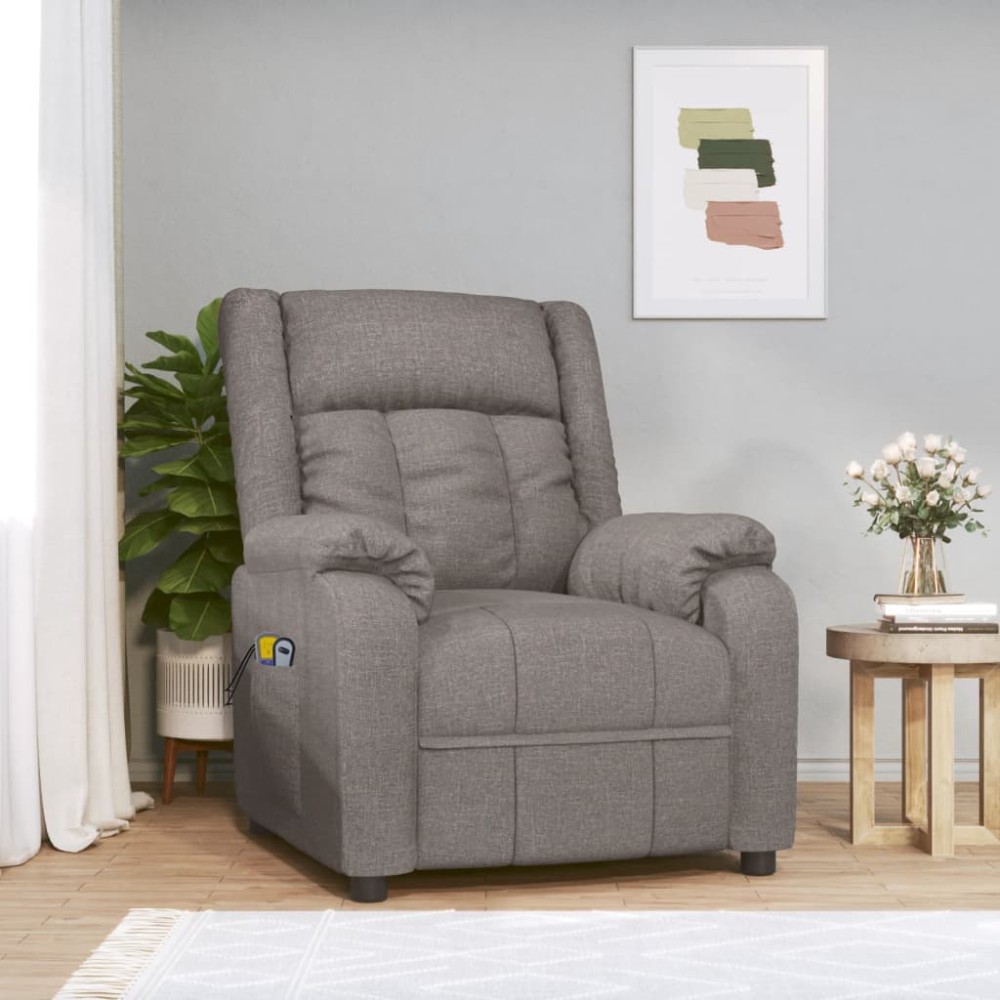 vidaXL Fotoliu de masaj electric rabatabil, gri taupe, textil