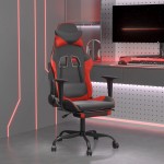 vidaXL Scaun de gaming cu suport picioare, negru/roșu, piele ecologică