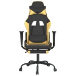 vidaXL Scaun de gaming cu suport picioare negru/auriu, piele ecologică vidaXL Scaun de gaming cu suport picioare negru/auriu, piele ecologică