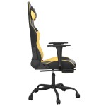 vidaXL Scaun de gaming cu suport picioare negru/auriu, piele ecologică vidaXL Scaun de gaming cu suport picioare negru/auriu, piele ecologică