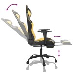 vidaXL Scaun de gaming cu suport picioare negru/auriu, piele ecologică vidaXL Scaun de gaming cu suport picioare negru/auriu, piele ecologică