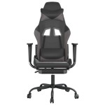 vidaXL Scaun de gaming cu suport picioare, negru/gri, piele ecologică