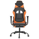 vidaXL Scaun de gaming cu suport picioare, negru/oranj, piele eco