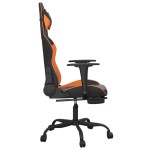 vidaXL Scaun de gaming cu suport picioare, negru/oranj, piele eco