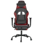 vidaXL Scaun de gaming cu suport picioare, negru/roșu vin, piele eco