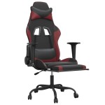 vidaXL Scaun de gaming cu suport picioare, negru/roșu vin, piele eco