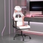 vidaXL Scaun de gaming cu suport picioare, alb/roz, piele ecologică vidaXL Scaun de gaming cu suport picioare, alb/roz, piele ecologică