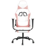 vidaXL Scaun de gaming cu suport picioare, alb/roz, piele ecologică vidaXL Scaun de gaming cu suport picioare, alb/roz, piele ecologică
