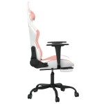 vidaXL Scaun de gaming cu suport picioare, alb/roz, piele ecologică vidaXL Scaun de gaming cu suport picioare, alb/roz, piele ecologică