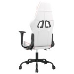 vidaXL Scaun de gaming cu suport picioare, alb/roz, piele ecologică vidaXL Scaun de gaming cu suport picioare, alb/roz, piele ecologică