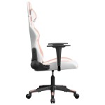 vidaXL Scaun de jocuri, alb și roz, piele ecologică