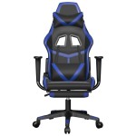 vidaXL Scaun de gaming cu suport picioare, negru/albastru, piele eco
