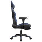 vidaXL Scaun de gaming cu suport picioare, negru/albastru, piele eco