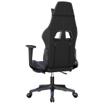 vidaXL Scaun de gaming cu suport picioare, negru/albastru, piele eco