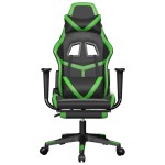 vidaXL Scaun de gaming cu suport picioare negru/verde, piele ecologică