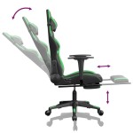 vidaXL Scaun de gaming cu suport picioare negru/verde, piele ecologică