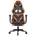 vidaXL Scaun de gaming cu suport picioare, negru/oranj, piele eco