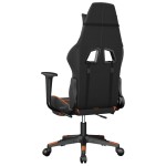 vidaXL Scaun de gaming cu suport picioare, negru/oranj, piele eco