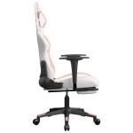 vidaXL Scaun de gaming cu suport picioare, alb/roz, piele ecologică vidaXL Scaun de gaming cu suport picioare, alb/roz, piele ecologică