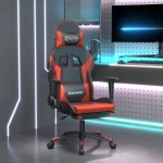 vidaXL Scaun de gaming cu suport picioare, negru/roșu, piele ecologică