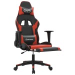 vidaXL Scaun de gaming cu suport picioare, negru/roșu, piele ecologică