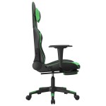 vidaXL Scaun de gaming cu suport picioare negru/verde, piele ecologică vidaXL Scaun de gaming cu suport picioare negru/verde, piele ecologică