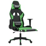 vidaXL Scaun de gaming cu suport picioare negru/verde, piele ecologică vidaXL Scaun de gaming cu suport picioare negru/verde, piele ecologică