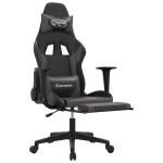 vidaXL Scaun de gaming cu suport picioare, negru/gri, piele ecologică