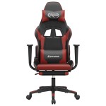 vidaXL Scaun de gaming cu suport picioare, negru/roșu vin, piele eco