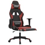 vidaXL Scaun de gaming cu suport picioare, negru/roșu vin, piele eco