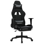 vidaXL Scaun de gaming cu suport picioare, negru, piele ecologică