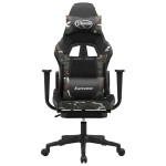 vidaXL Scaun de gaming cu suport picioare, negru/camuflaj, piele eco vidaXL Scaun de gaming cu suport picioare, negru/camuflaj, piele eco