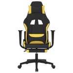 vidaXL Scaun de gaming cu suport picioare, negru și galben, textil vidaXL Scaun de gaming cu suport picioare, negru și galben, textil