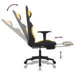 vidaXL Scaun de gaming cu suport picioare, negru și galben, textil vidaXL Scaun de gaming cu suport picioare, negru și galben, textil