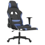 vidaXL Scaun de gaming cu suport picioare, negru și albastru, textil