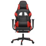 vidaXL Scaun de gaming cu suport picioare, negru/roșu, piele ecologică