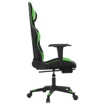 vidaXL Scaun de gaming cu suport picioare negru/verde, piele ecologică