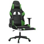 vidaXL Scaun de gaming cu suport picioare negru/verde, piele ecologică