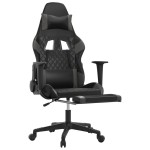 vidaXL Scaun de gaming cu suport picioare, negru/gri, piele ecologică