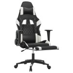 vidaXL Scaun de gaming cu suport picioare, negru/alb, piele ecologică