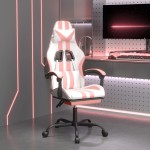 vidaXL Scaun de gaming cu suport picioare, alb/roz, piele ecologică