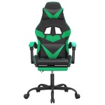 vidaXL Scaun de gaming cu suport picioare negru/verde, piele ecologică