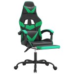vidaXL Scaun de gaming cu suport picioare negru/verde, piele ecologică