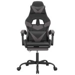 vidaXL Scaun de gaming cu suport picioare, negru/gri, piele ecologică