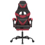 vidaXL Scaun de gaming cu suport picioare, negru/roșu vin, piele eco