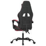 vidaXL Scaun de gaming cu suport picioare, negru/roșu vin, piele eco