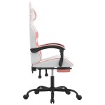 vidaXL Scaun de gaming cu suport picioare, alb/roz, piele ecologică vidaXL Scaun de gaming cu suport picioare, alb/roz, piele ecologică