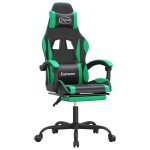 vidaXL Scaun de gaming cu suport picioare negru/verde, piele ecologică